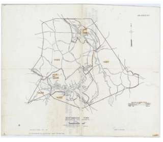 1950 Census Enumeration District map of Northbridge Massachusetts from the National Archives showing town boundaries and district divisions