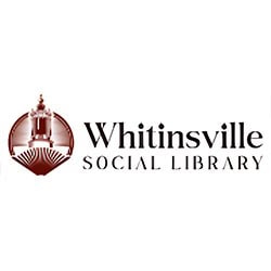 Whitinsville Social Library logo featuring historic library building icon